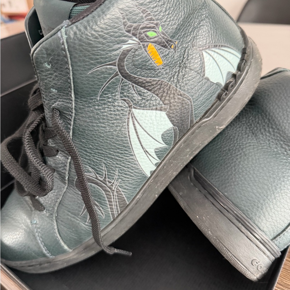 Coach Men's blue and Gray Dragon-Themed high top maleficent dragon on the sides